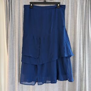 Blue Skirt L Ankle Tiered Layered Dark Fairy Whimsigoth Ethereal Flowy Romantic